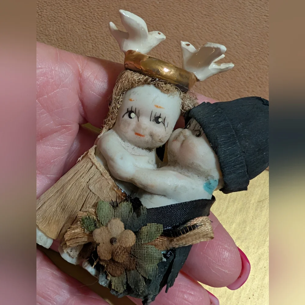 Antique Ceramic Kewpie Wedding Cake Topper